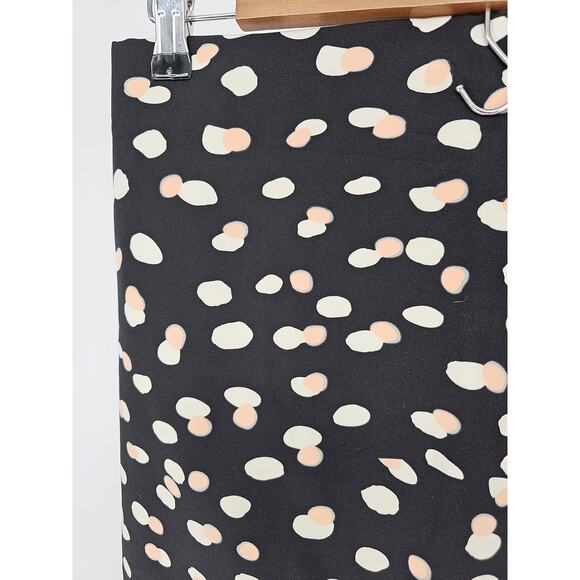 Philosophy Republic womens Sz 2 Knee Length Pencil Skirt Black Beige White Dots - Picture 2 of 4